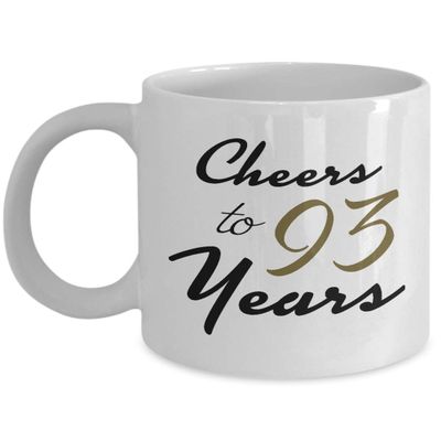 93rd Birthday Gifts for 93 Year Old Women - Cheers To 93 Years Coffee Mug - Unique Present for Elderly Women, Nana, Grandma, Grandmother, Aunt, Mom