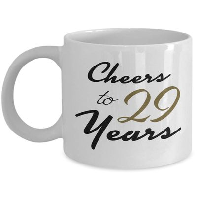 29th Birthday Gifts for 29 Year Old Women - Cheers To 29 Years Mug - Unique Present for Women, Female Friends, Her, Wife - White Coffee Cup