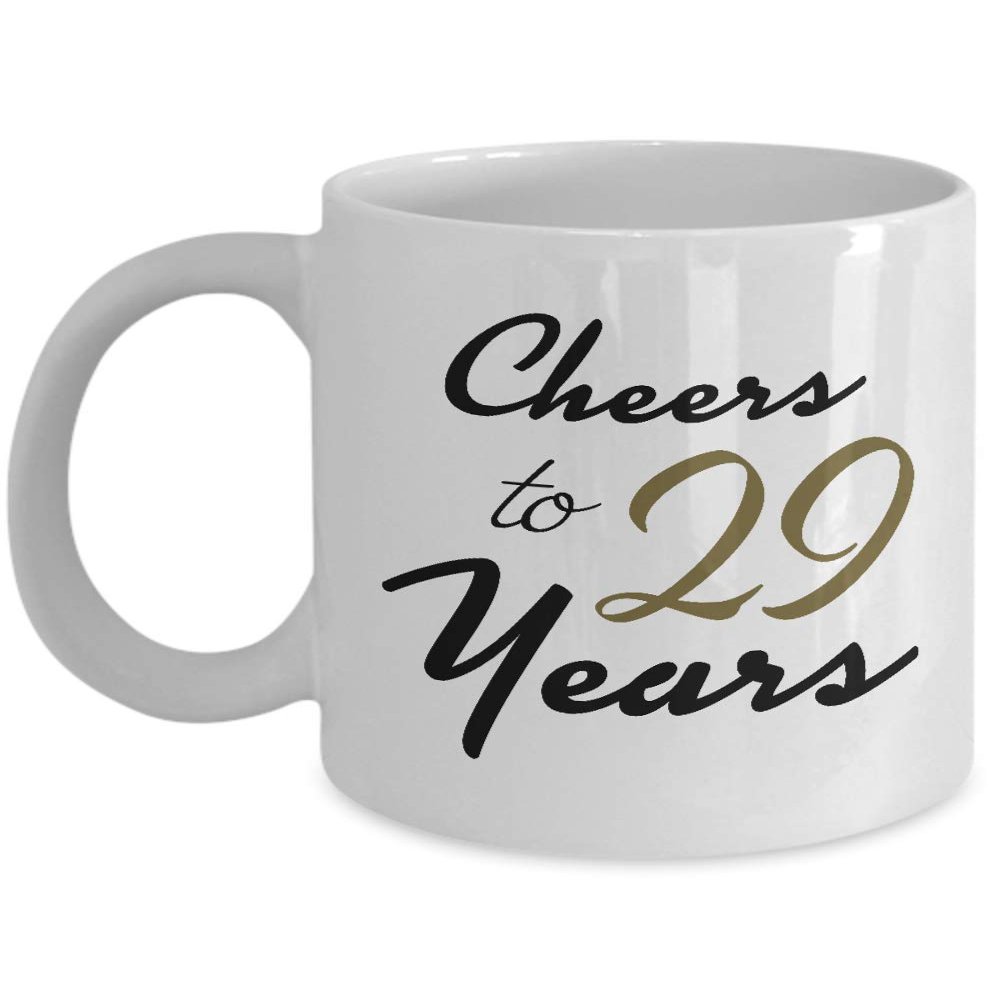 29th Birthday Gifts for 29 Year Old Women - Cheers To 29 Years Mug - Unique Present for Women, Female Friends, Her, Wife - White Coffee Cup
