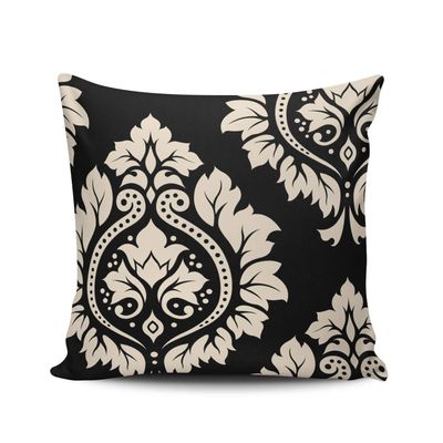 XIUBA Throw Pillow Covers Case Decorative Damask Art Black and Cream Decorative Pillowcase Cushion Cover 16X16 Inch Square Size Double Sided Design Printed