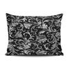 XIUBA Pillowcases Elegant Black and Silver Floral Damask Customizable Cushion Decorative Rectangle 12X20 inch Boudoir Size Throw Pillow Cover Case Hidden Zipper One Sided Design Printed view 1