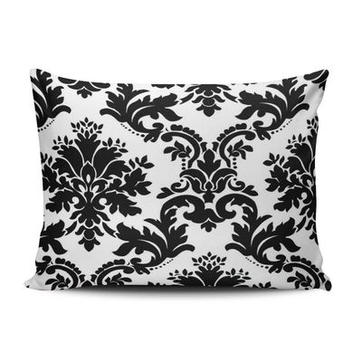 XIUBA Pillowcases Black White Pattern Damask Customizable Cushion Decorative Rectangle 20X26 inch Standard Size Throw Pillow Cover Case Hidden Zipper One Sided Design Printed