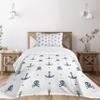 Ambesonne Marine Bedspread Set, Anchors and Skulls Crossed Bones Dots Pirate Horror Fear Seaman Illustration Art, 3 Piece Decorative Bedding Coverlet and 2 Pillow Shams, Twin Size, Navy Blue view 1