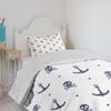 Ambesonne Marine Bedspread Set, Anchors and Skulls Crossed Bones Dots Pirate Horror Fear Seaman Illustration Art, 3 Piece Decorative Bedding Coverlet and 2 Pillow Shams, Twin Size, Navy Blue view 4