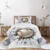 Ambesonne Sports Bedspread Set, Baseball and Old Plaster Concrete Wall Damage Illustration Competition, 3 Piece Decorative Bedding Coverlet and 2 Pillow Shams, Twin Size, Ivory Pale Grey Orange view 1