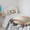 Ambesonne Sports Bedspread Set, Baseball and Old Plaster Concrete Wall Damage Illustration Competition, 3 Piece Decorative Bedding Coverlet and 2 Pillow Shams, Twin Size, Ivory Pale Grey Orange view 4