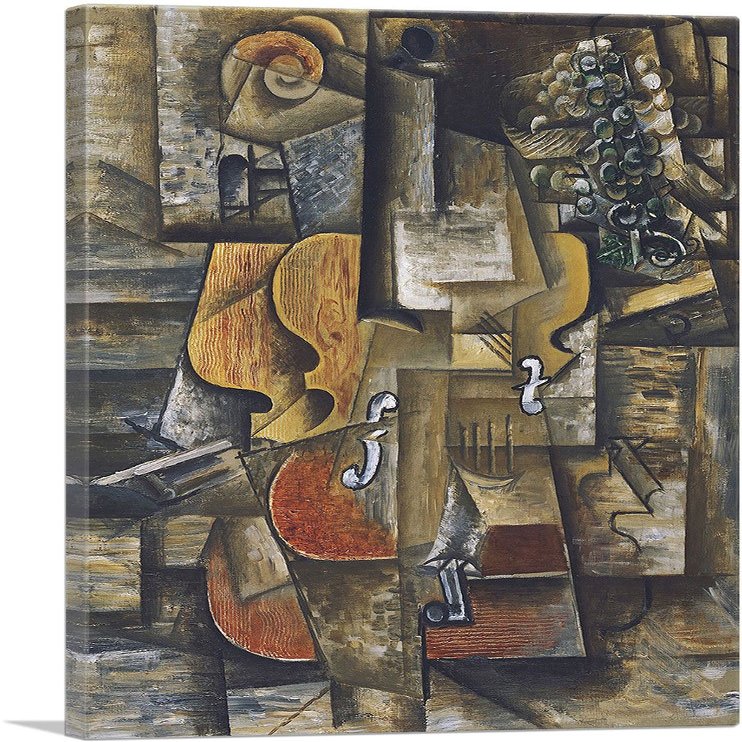 ARTCANVAS Violin and Grapes 1912 Canvas Art Print Stretched Framed Painting Picture Poster Giclee Wall Decor by Pablo Picasso - 40" x 26" (0.75" Deep)