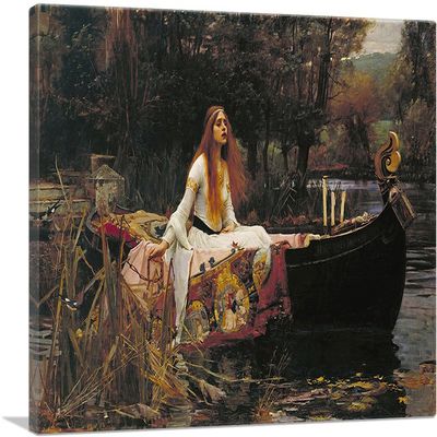 ARTCANVAS The Lady of Shalott 1888 Canvas Art Print Stretched Framed Painting Picture Poster Giclee Wall Decor by John William Waterhouse - 40" x 26" (0.75" Deep)
