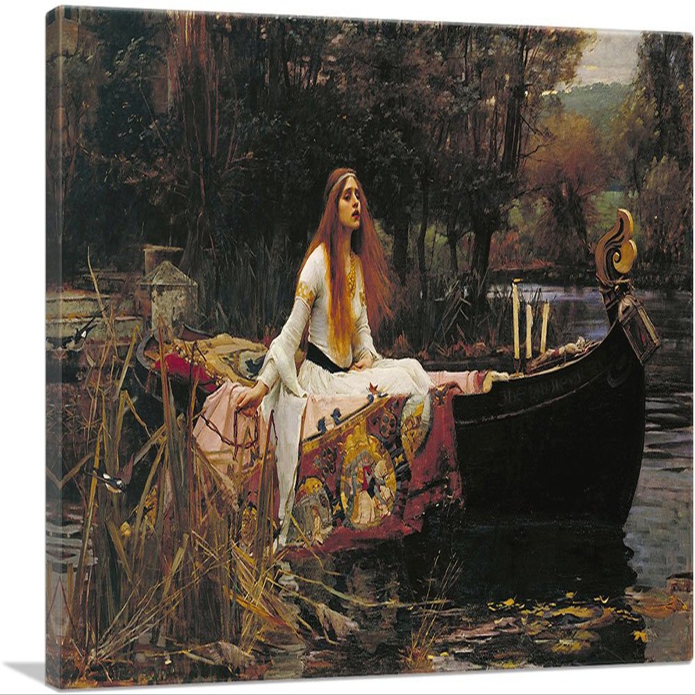 ARTCANVAS The Lady of Shalott 1888 Canvas Art Print Stretched Framed Painting Picture Poster Giclee Wall Decor by John William Waterhouse - 40" x 26" (0.75" Deep)