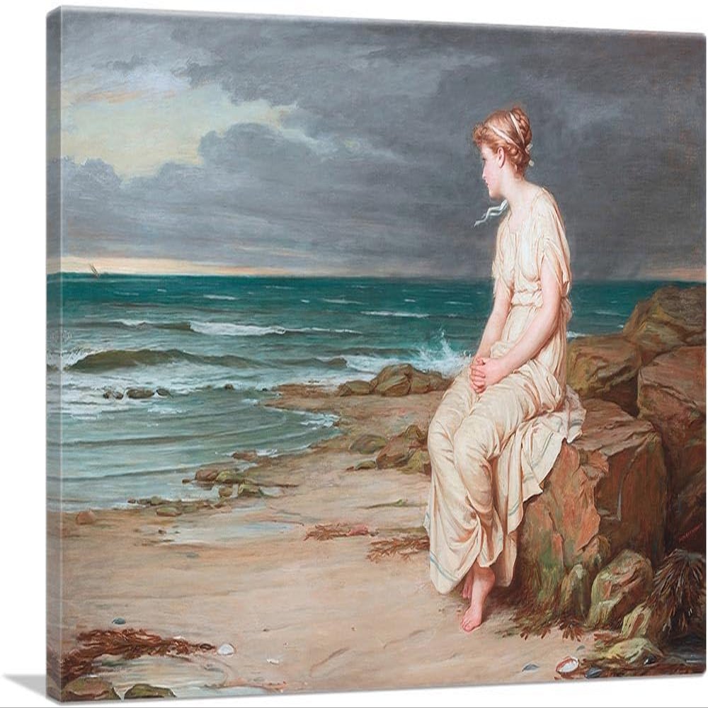 ARTCANVAS Miranda Canvas Art Print Stretched Framed Painting Picture Poster Giclee Wall Decor by John William Waterhouse - 40" x 26" (0.75" Deep)