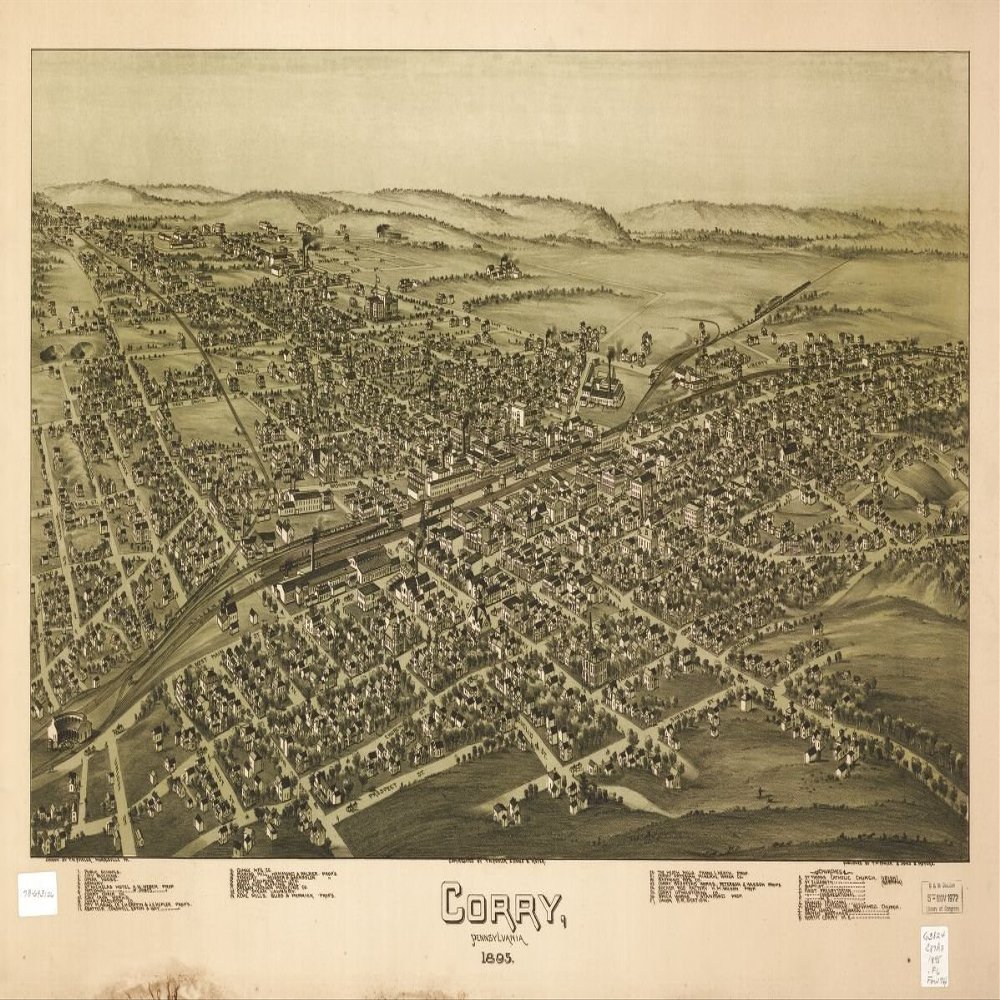 16" x 24" 1895 Map of Corry Pennsylvania