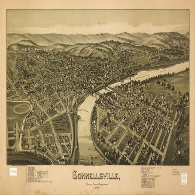16" x 24" 1897 Map of Connellsville Fayette County Pennsylvania