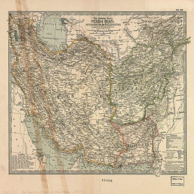 18" x 24" 1897 Map of Persia Iran Afghanistan & Baluchistan