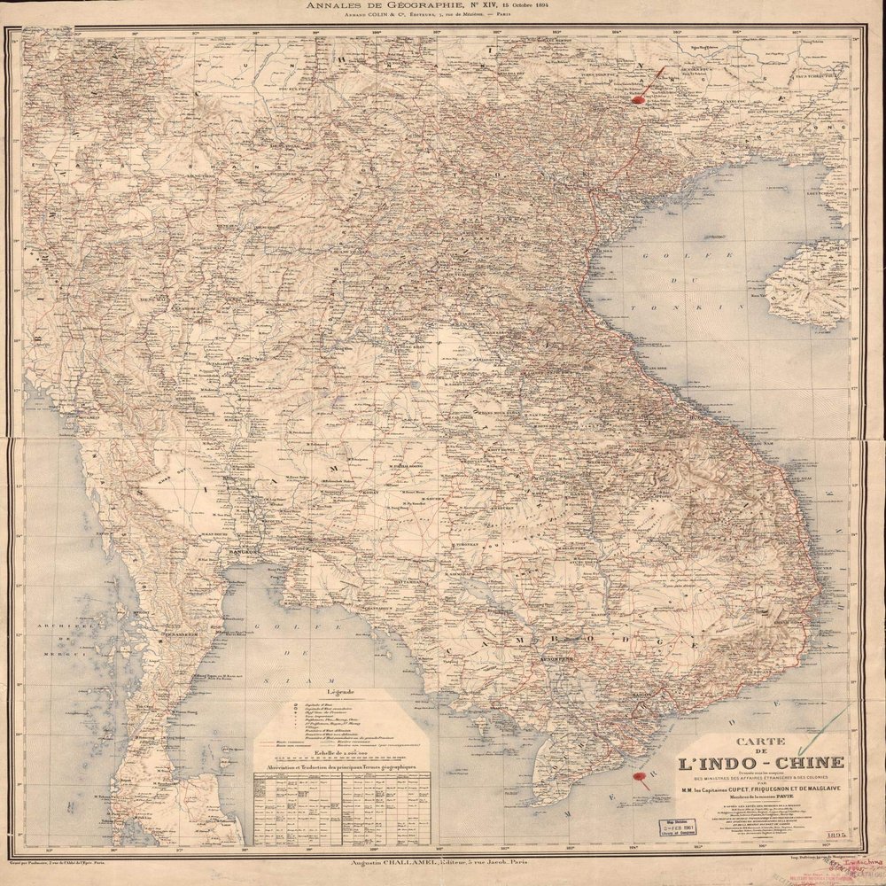 18" x 24" 1895 Map of Indo-China