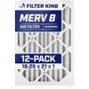 Filter King 16.25x21x1 Air Filter | 12-PACK | MERV 8 HVAC Pleated A/C Furnace Filters | MADE IN USA | Actual Size: 16.25 x 21 x .75" view 1
