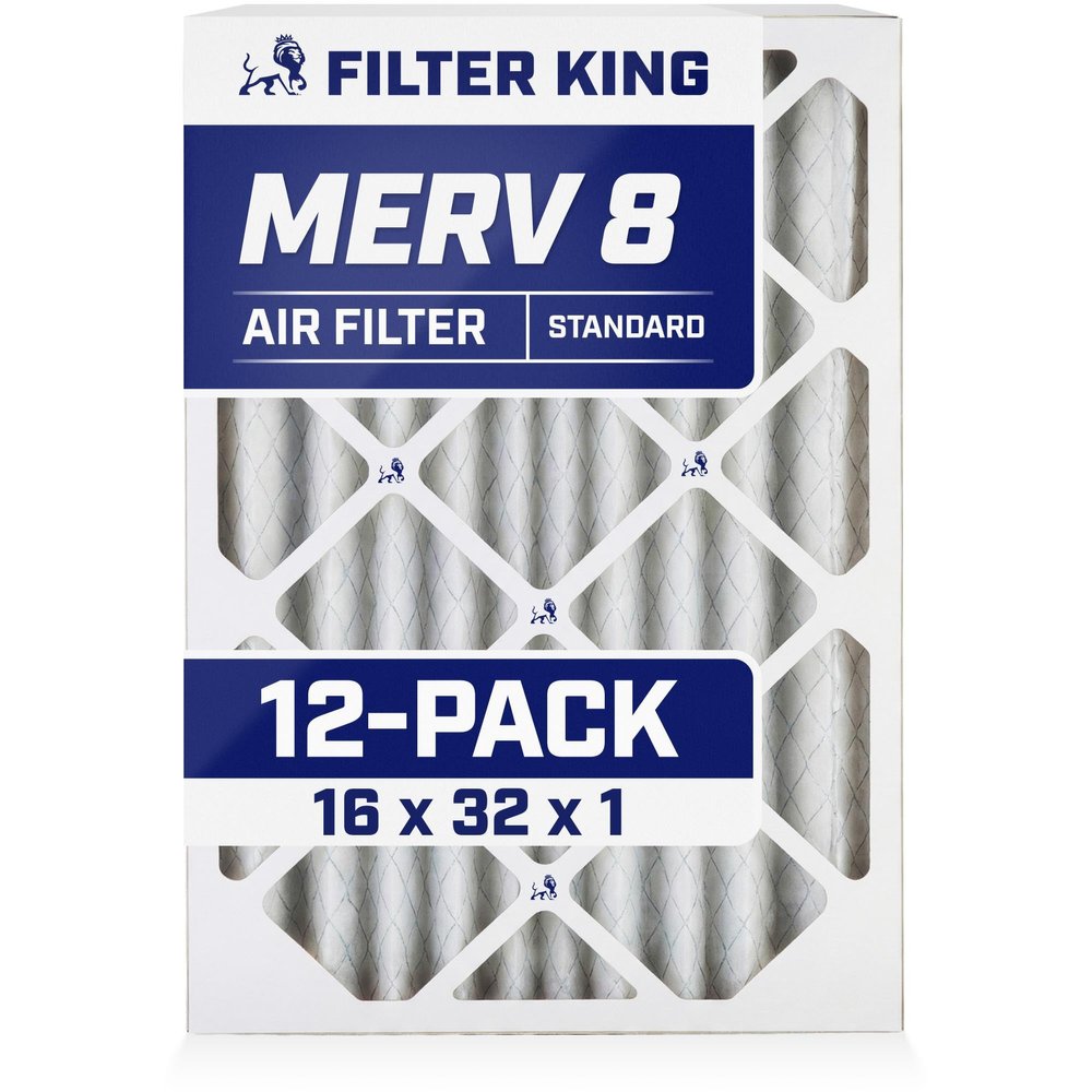 Filter King 16x32x1 Air Filter | 12-PACK | MERV 8 HVAC Pleated A/C Furnace Filters | MADE IN USA | Actual Size: 15.5 x 31.5 x .75"