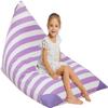 Aubliss Stuffed Animal Storage Bean Bag Chairs Cover, 50"x 35" Extra Large Bean Bags Chair for Kids & Adults, Beanbag Toy Storage for Boys Girls - Premium Cotton Canvas Purple Stripe view 1