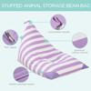Aubliss Stuffed Animal Storage Bean Bag Chairs Cover, 50"x 35" Extra Large Bean Bags Chair for Kids & Adults, Beanbag Toy Storage for Boys Girls - Premium Cotton Canvas Purple Stripe view 3