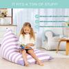Aubliss Stuffed Animal Storage Bean Bag Chairs Cover, 50"x 35" Extra Large Bean Bags Chair for Kids & Adults, Beanbag Toy Storage for Boys Girls - Premium Cotton Canvas Purple Stripe view 4