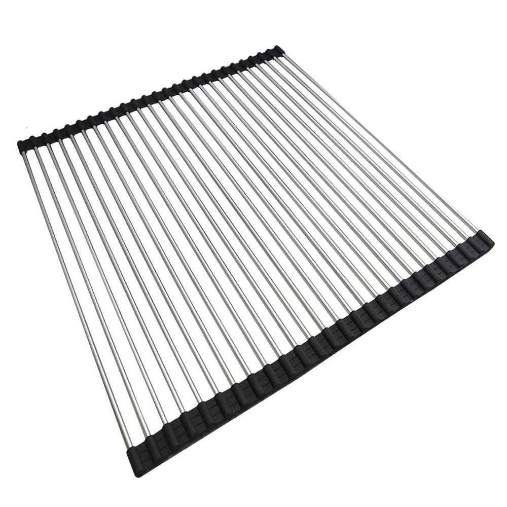 Ahyuan Roll up Dish Drying Rack Over The Sink Kitchen Roll up Sink Drying Rack Portable Dish Drainer Foldable Dish Drying Rack (Black, 20.5''X19.7'')