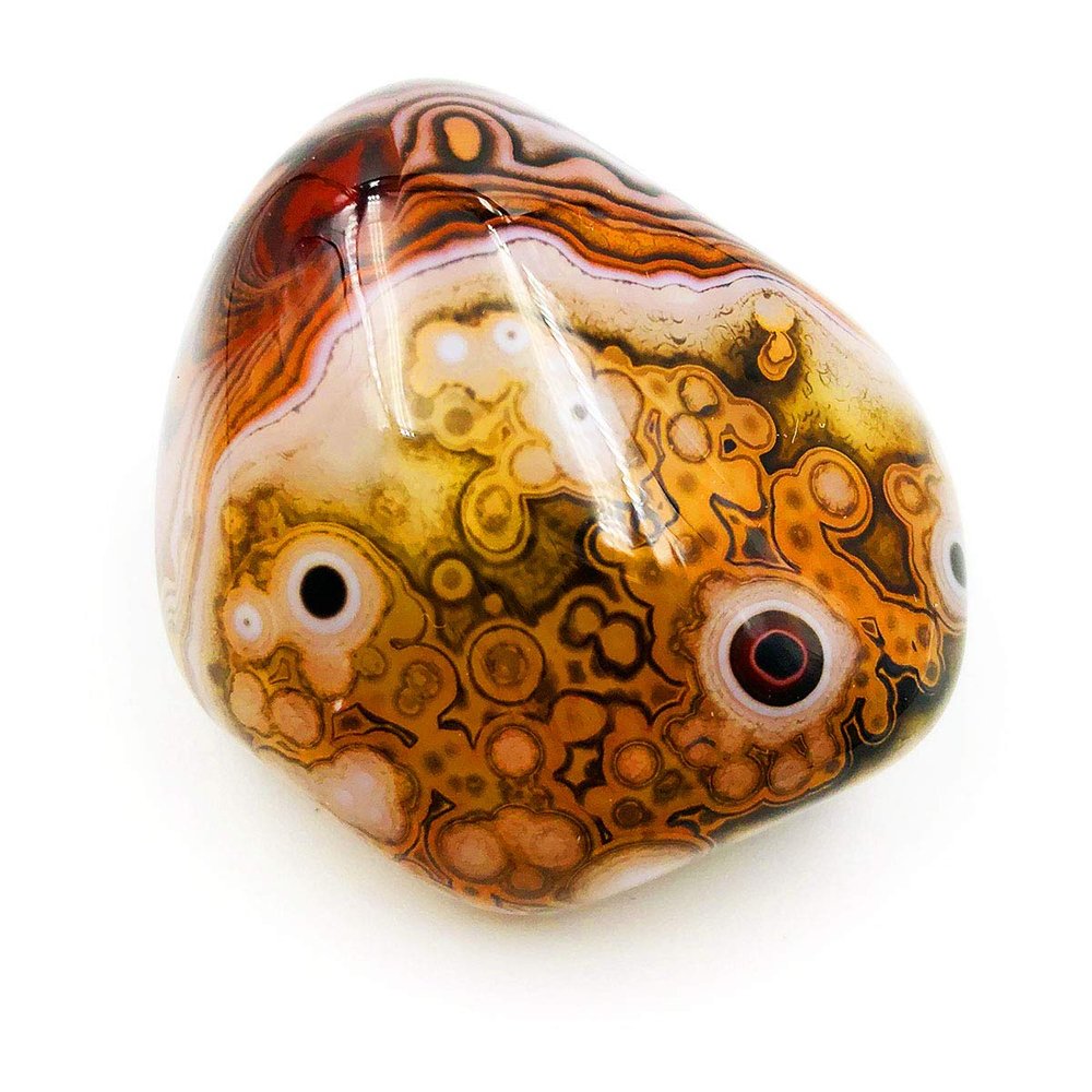 favoramulet Natural Banded Agate Palm Stone, Polished Worry Healing Crystal Specimen Sphere Pebble Irregular Shaped, 100-150g