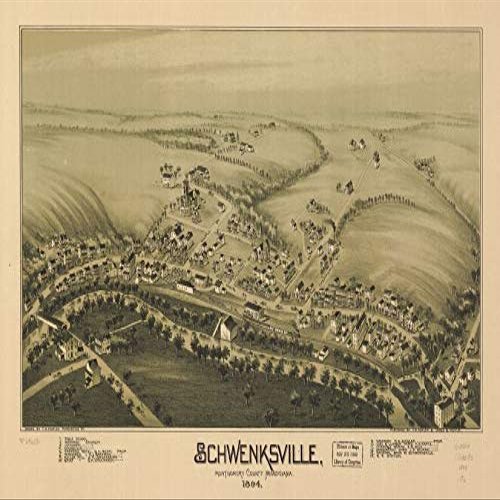 16" x 24" 1894 Map of Schwenksville Montgomery County Pennsylvania