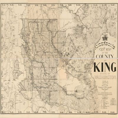 16" x 24" 1894 Anderson's New Map of The County of King State of Washington