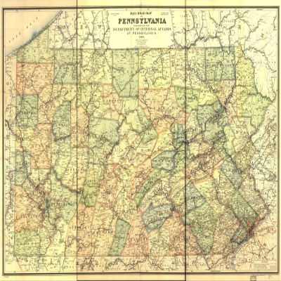 16" x 24" 1895 Railroad Map of Pennsylvania Published by The Department of Internal Affairs of Pennsylvania
