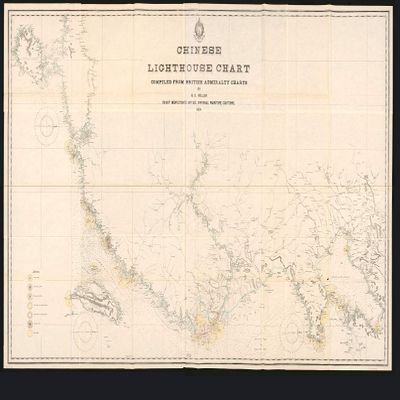 16" x 24" 1894 Map of Chinese Lighthouse Chart