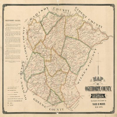 18" x 24" 1894 Map of Oglethorpe County Georgia