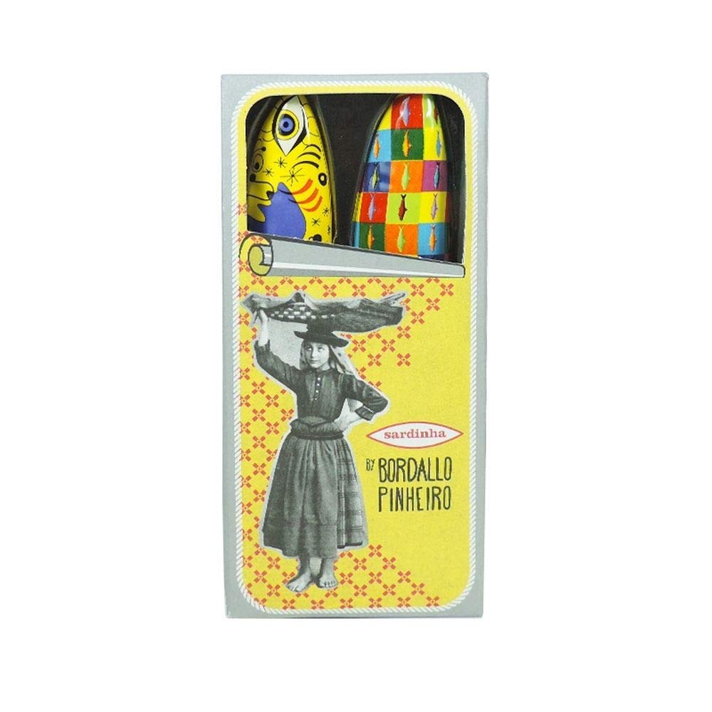 Bordallo Pinheiro + Sardine + Pack Art by Arianne Amores e Jos Serrano + H 1" W 7" L 1" + Multicolor