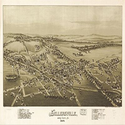 14" x 24" 1894 Map of Sellersville Bucks County Pennsylvania