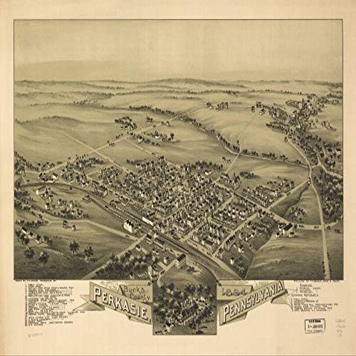 18" x 24" 1894 Map of Perkasie Pennsylvania Bucks County