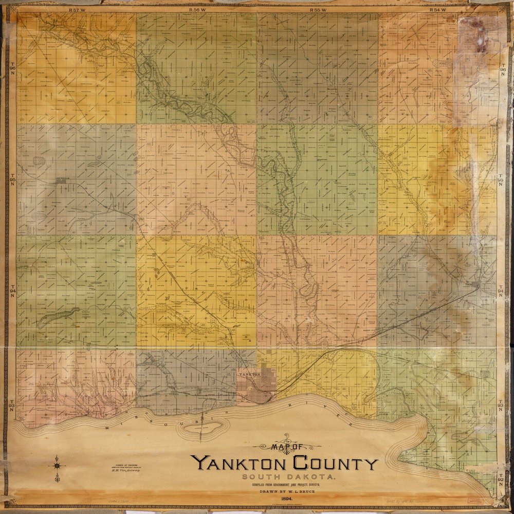 Historic Prints 20" x 24" 1894 Map of Yankton County South Dakota Compiled from Government & Private Surveys