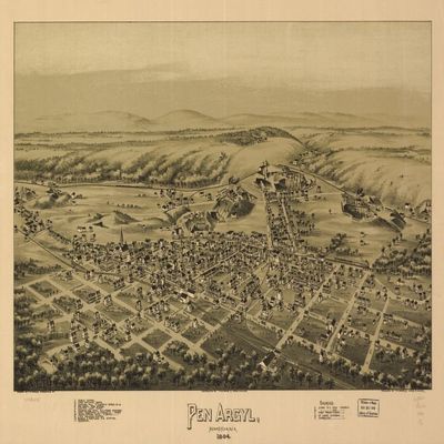16" x 24" 1894 Map of Pen Argyl Pennsylvania
