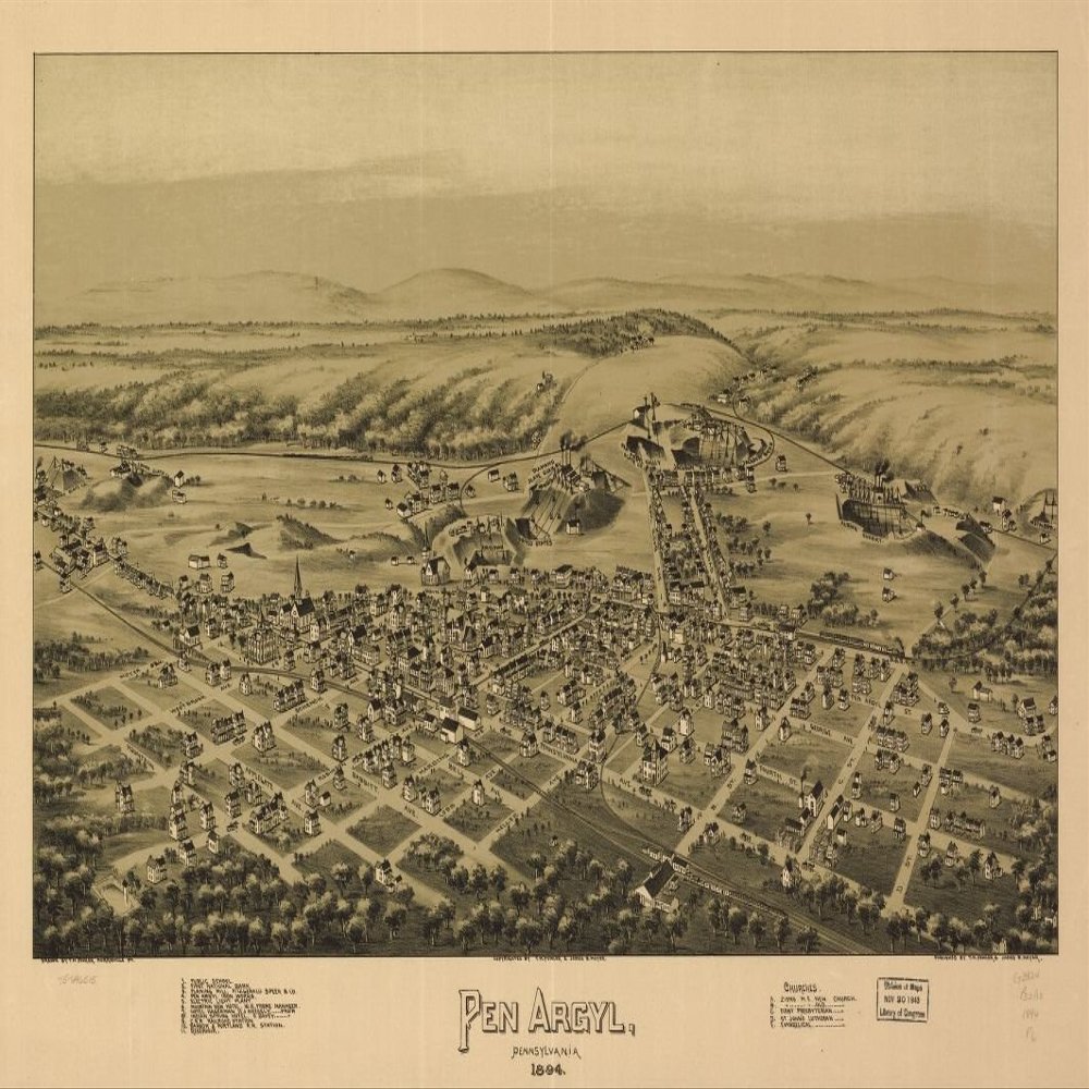 16" x 24" 1894 Map of Pen Argyl Pennsylvania