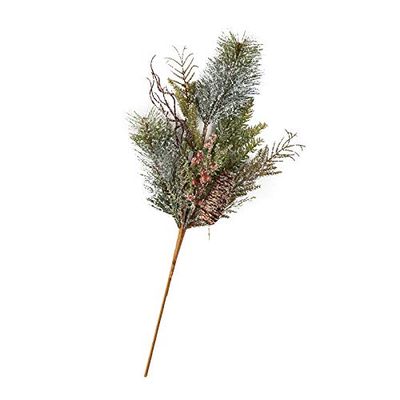Factory Direct Craft Glitter Berry Pine Spray with Cones