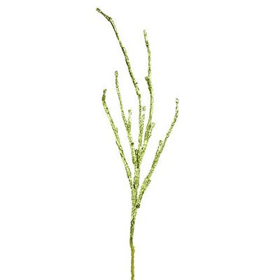 Factory Direct Craft Light Green Glittered LED Lighted Twig Branch