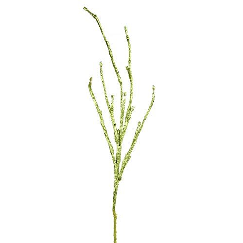 Factory Direct Craft Light Green Glittered LED Lighted Twig Branch