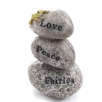 Factory Direct Craft Miniature Love Peace Fairies Stone Cairn
