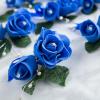 Factory Direct Craft Royal Blue Artificial Foam Rose Boutonniere Picks - Set of 12 Fake Rose Heads for Romantic Corsages, Napkin Rings or Placeholders (5 Inches Long) view 2