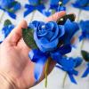Factory Direct Craft Royal Blue Artificial Foam Rose Boutonniere Picks - Set of 12 Fake Rose Heads for Romantic Corsages, Napkin Rings or Placeholders (5 Inches Long) view 3