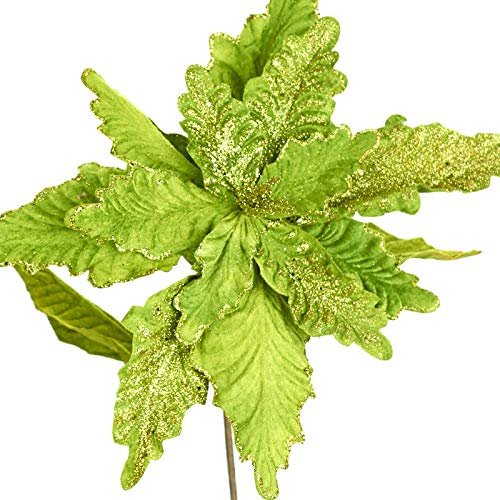 Factory Direct Craft Light Green Glittered Velvet Poinsettia Spray