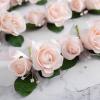 Factory Direct Craft Pink Artificial Foam Rose Boutonniere Picks - Set of 12 Fake Rose Heads for Romantic Corsages, Napkin Rings or Placeholders (5 Inches Long) view 2