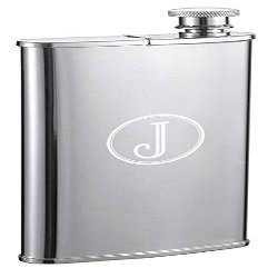 Personalized Visol Edian Stainless Steel 4oz Hip Flask with Built-in Cigar Holder - Free Engraving (Single Initial)