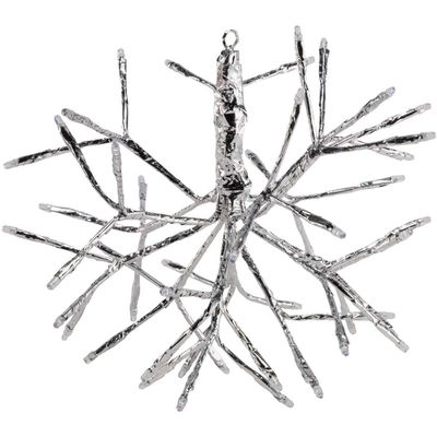 Alpine Corporation 12" Tall Hanging Snowflake Ornament with 48 Multicolor and 8 Cool White LED Lights, Festive Indoor/Outdoor Holiday Christmas Decoration, White