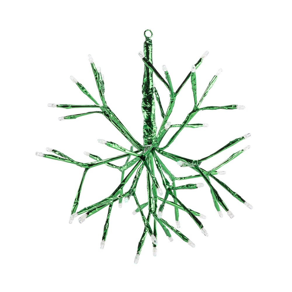 Alpine Corporation 10" Tall Green Twig Snowflake Ornament with 48 LED Lights and Twinkling Effect, Festive Indoor/Outdoor Holiday Christmas Decoration, White, Green