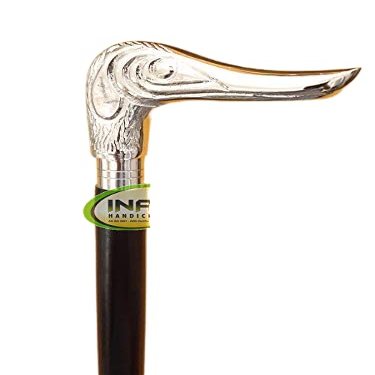 Stick Length 92 cm/by INAM HANDICRAFTS Antique Wooden Foldable Walking Stick/Walking Cane with Solid and Antique Brass Beautiful Handle