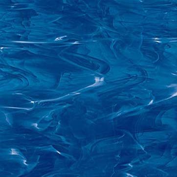 Oceanside Fusible Art Glass Sheet - Dark Blue/White Wispy - 96 COE - 8" X 12" (.67sf) By Stallings Stained Glass