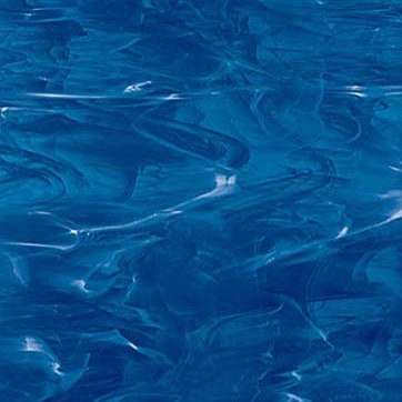 Oceanside Fusible Art Glass Sheet - Dark Blue/White Wispy - 96 COE - 8" X 12" (.67sf) By Stallings Stained Glass